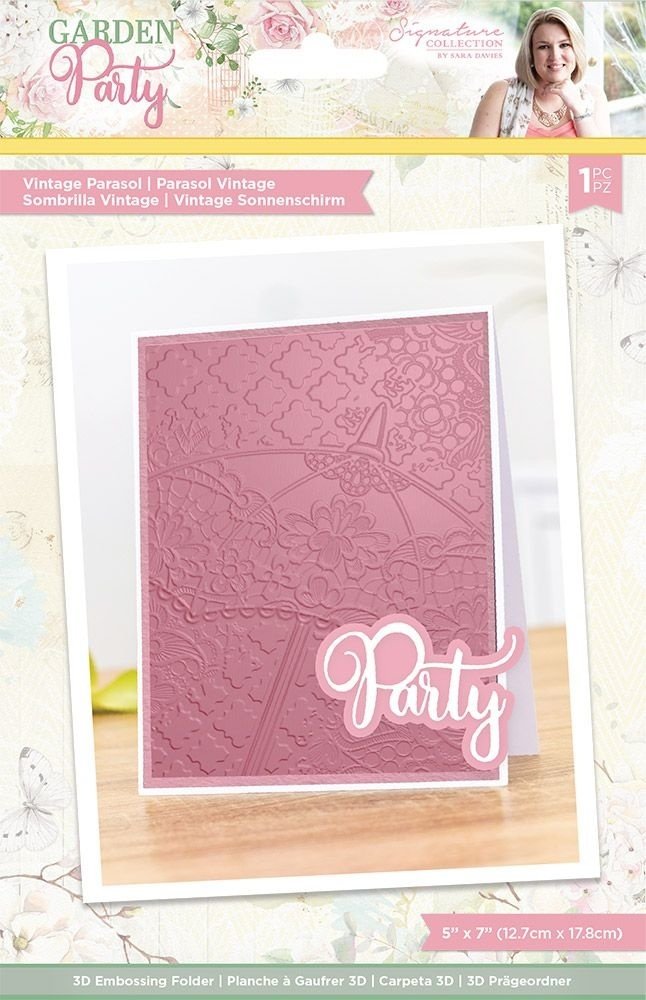 Crafter's Companion Garden Party Vintage Parasol 5x7 Inch Embossing Folder (S-GP-EF5-3D-VP)