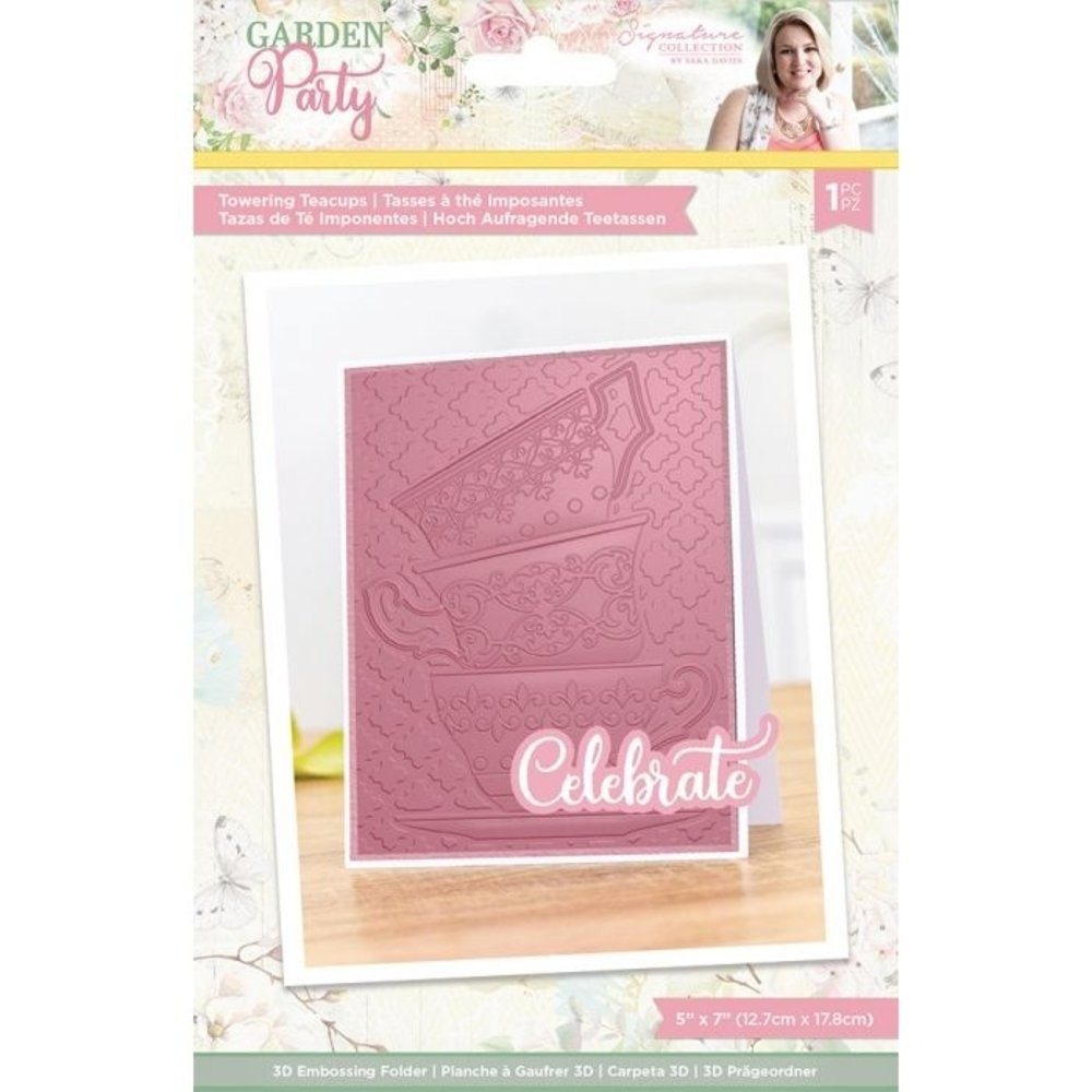Crafter's Companion Garden Party Towering Teacups 5x7 Inch Embossing Folder (S-GP-EF5-3D-TT)