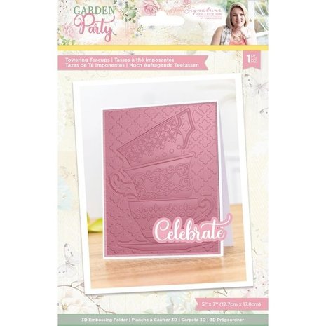 Crafter's Companion Garden Party Towering Teacups 5x7 Inch Embossing Folder (S-GP-EF5-3D-TT)
