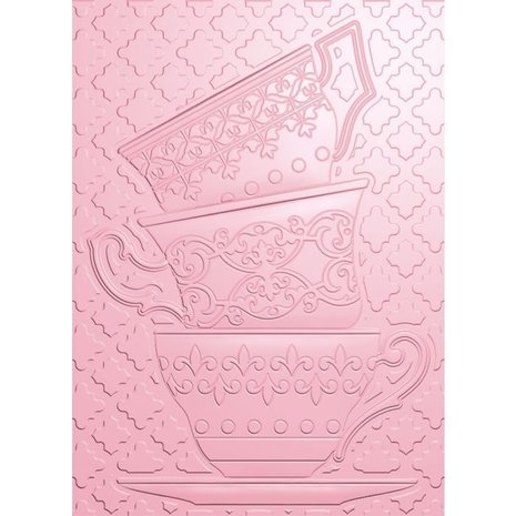 Crafter's Companion Garden Party Towering Teacups 5x7 Inch Embossing Folder (S-GP-EF5-3D-TT)