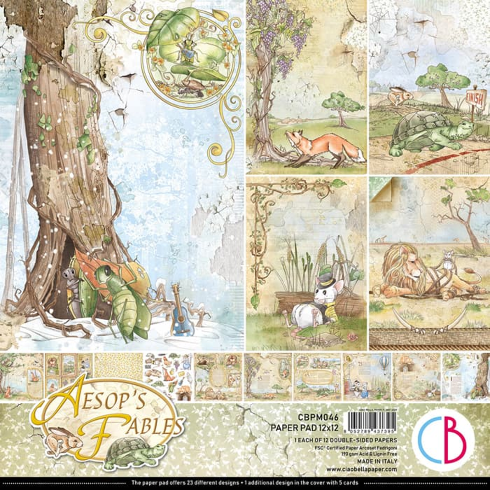 Ciao Bella Papercrafting Aesop's Fables 12x12 Inch Paper Pad (CBPM046)