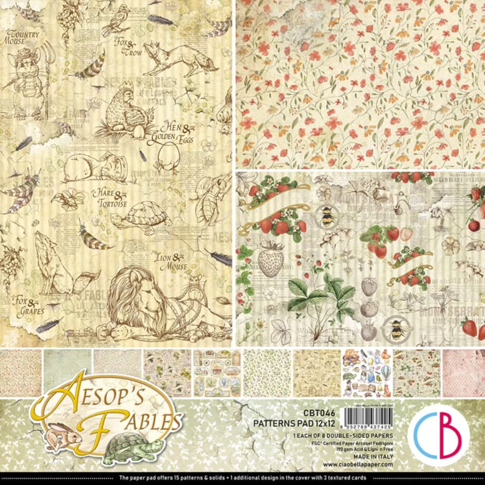 Ciao Bella Papercrafting Aesop's Fables 12x12 Inch Patterns Pad (CBT046)