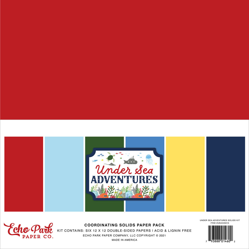 Echo Park Under Sea Adventures 12x12 Inch Coordinating Solids Paper Pack (USA245015)