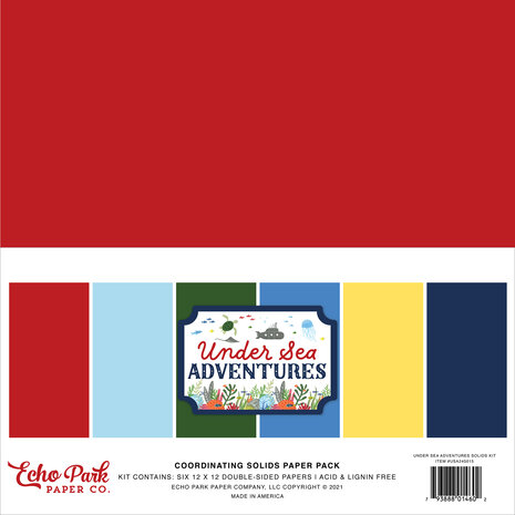 Echo Park Under Sea Adventures 12x12 Inch Coordinating Solids Paper Pack (USA245015)
