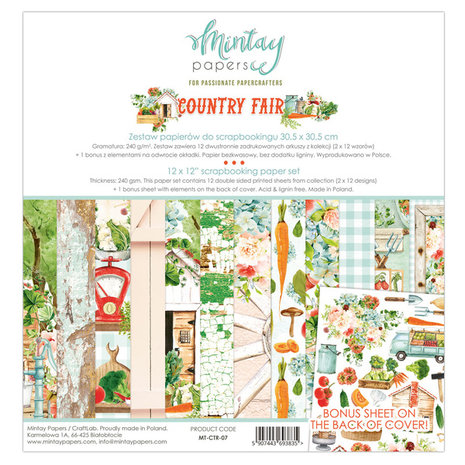 Mintay Country Fair 12x12 Inch Scrapbooking Paper Set (MT-CTR-07)