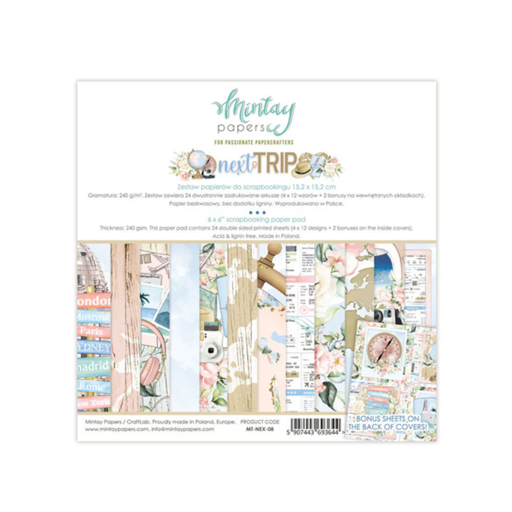 Mintay Next Trip 6x6 Inch Scrapbooking Paper Pad (MT-NEX-08) Mintay Next Trip 6x6 Inch Scrapbooking Paper Pad (MT-NEX-08)