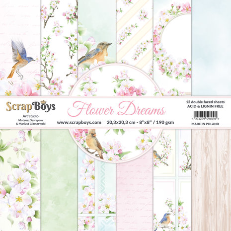 ScrapBoys Flower Dreams 8x8 Inch Paper Pad (FLDR-10)