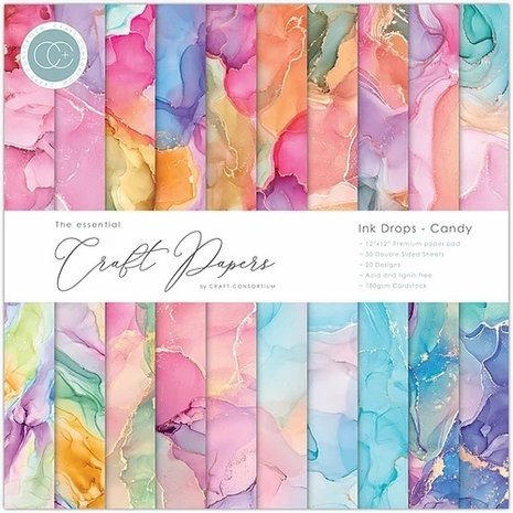 Craft Consortium Essential Craft Papers 12x12 Inch Paper Pad Ink Drops Candy (CCEPAD016) Craft Consortium Essential Craft Papers 12x12 Inch Paper Pad Ink Drops Candy (CCEPAD016)