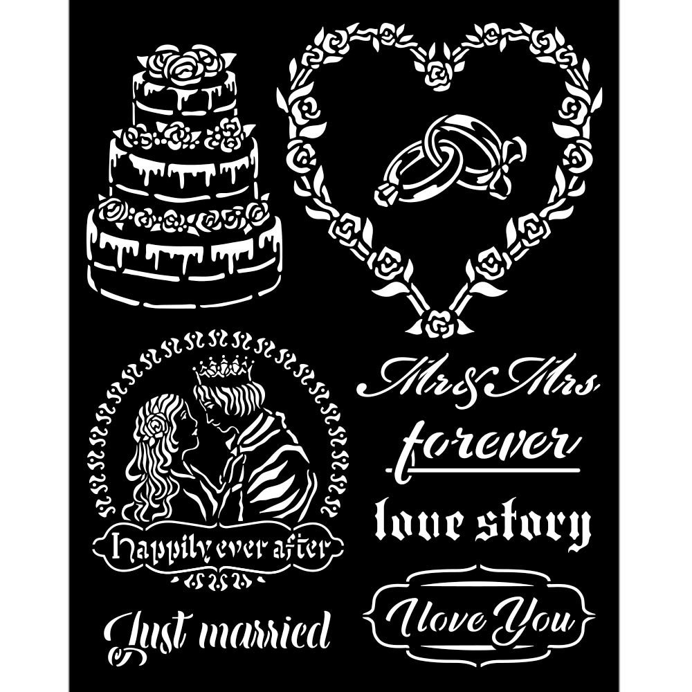 Stamperia Sleeping Beauty Thick Stencil 20x25cm Just Married (KSTD080)