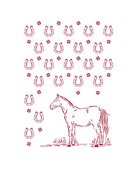 Stamperia Masking Stencil A4 Romantic Horses Horseshoes Pattern (KSG468)* Stamperia Masking Stencil A4 Romantic Horses Horseshoes Pattern (KSG468)*