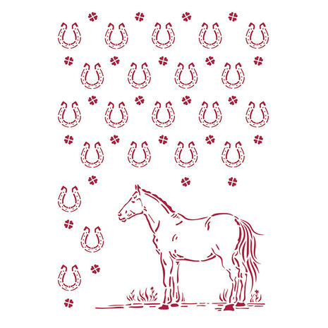 Stamperia Masking Stencil A4 Romantic Horses Horseshoes Pattern (KSG468) Stamperia Masking Stencil A4 Romantic Horses Horseshoes Pattern (KSG468)