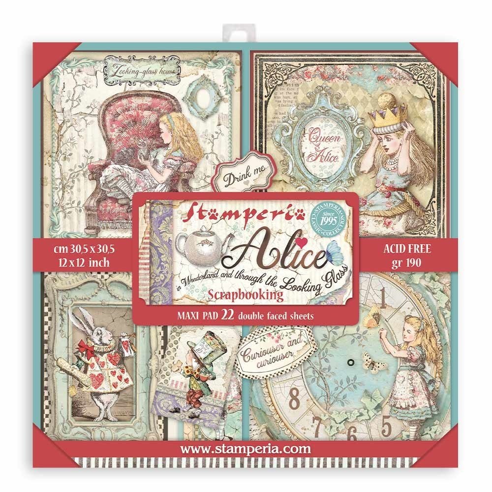 Stamperia Alice in Wonderland and Through the Looking Glass 12x12 Inch MAXI PAD (SBBXL12) Stamperia Alice in Wonderland and Through the Looking Glass 12x12 Inch MAXI PAD (SBBXL12)