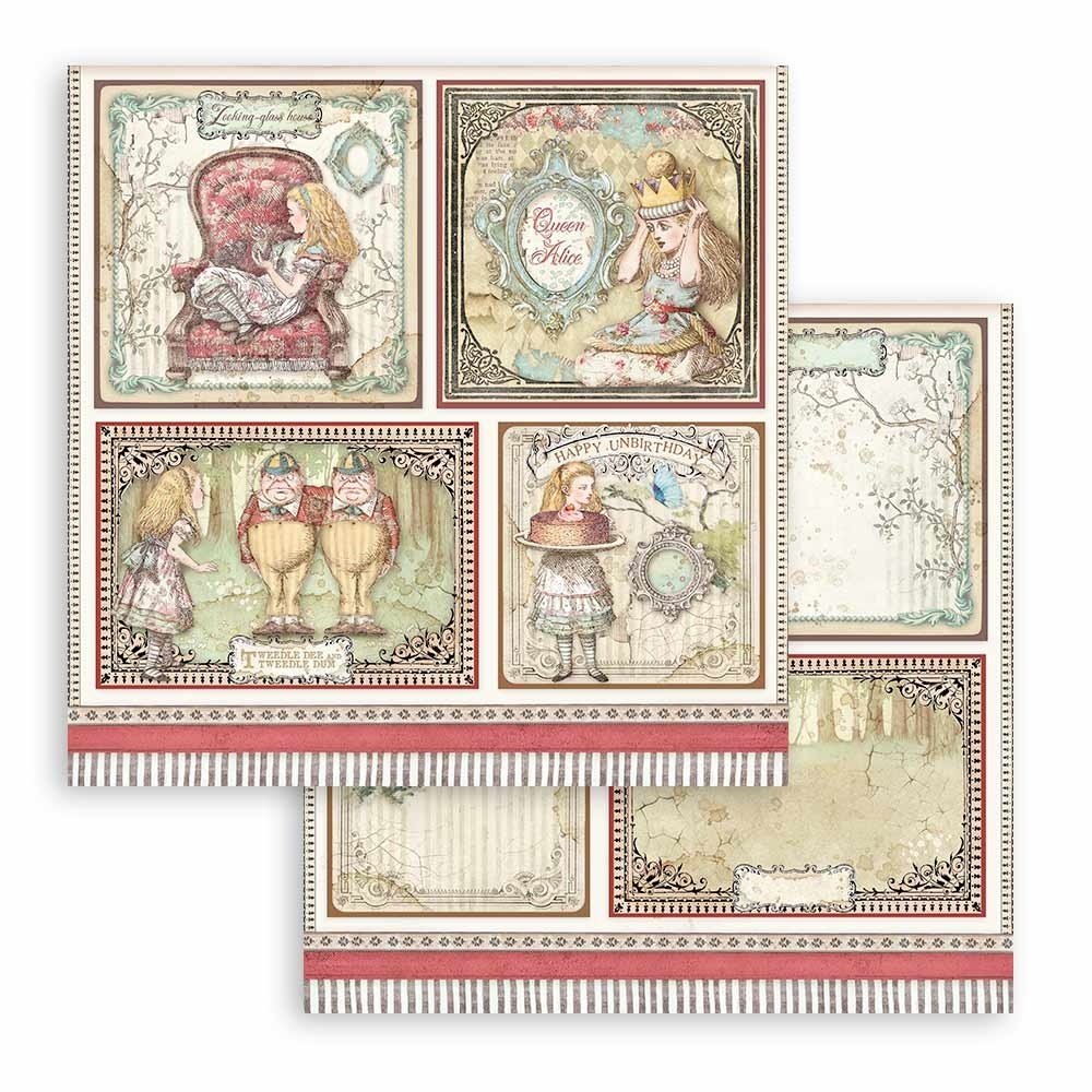 Stamperia Alice in Wonderland and Through the Looking Glass 12x12 Inch MAXI PAD (SBBXL12) Stamperia Alice in Wonderland and Through the Looking Glass 12x12 Inch MAXI PAD (SBBXL12)