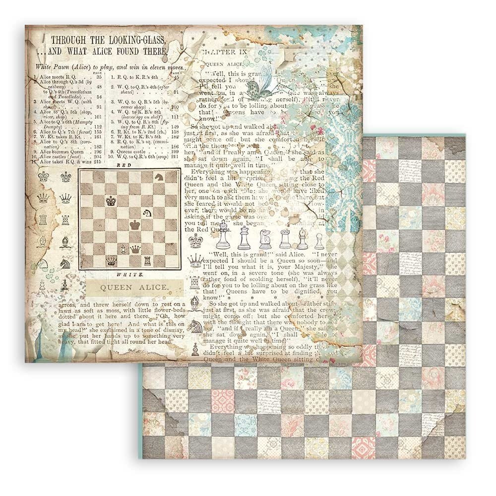 Stamperia Alice Backgrounds 8x8 Inch Paper Pack (SBBS46) Stamperia Alice Backgrounds 8x8 Inch Paper Pack (SBBS46)