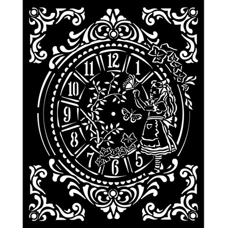 Stamperia Alice Throught the Looking Glass Thick Stencil 20x25cm Clock (KSTD090) Stamperia Alice Throught the Looking Glass Thick Stencil 20x25cm Clock (KSTD090)