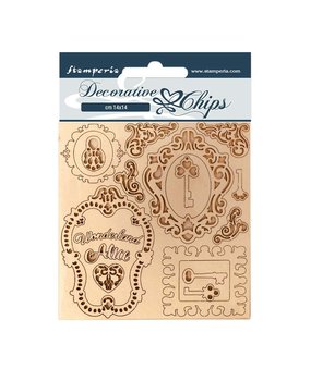 Stamperia Alice Through the Looking Glass Decorative Chips Keys and Frames (SCB75) Stamperia Alice Through the Looking Glass Decorative Chips Keys and Frames (SCB75)