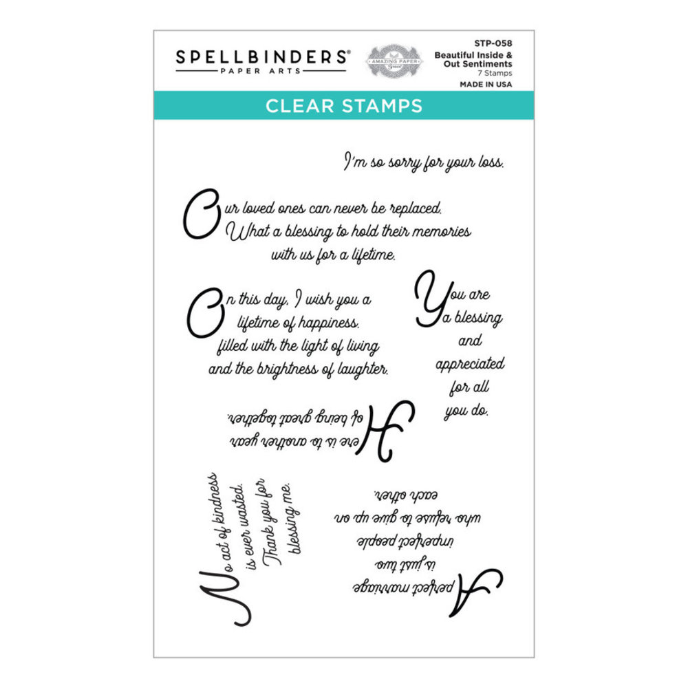 Spellbinders Beautiful Inside and Out Sentiments Clear Stamp (STP-058) Spellbinders Beautiful Inside and Out Sentiments Clear Stamp (STP-058)