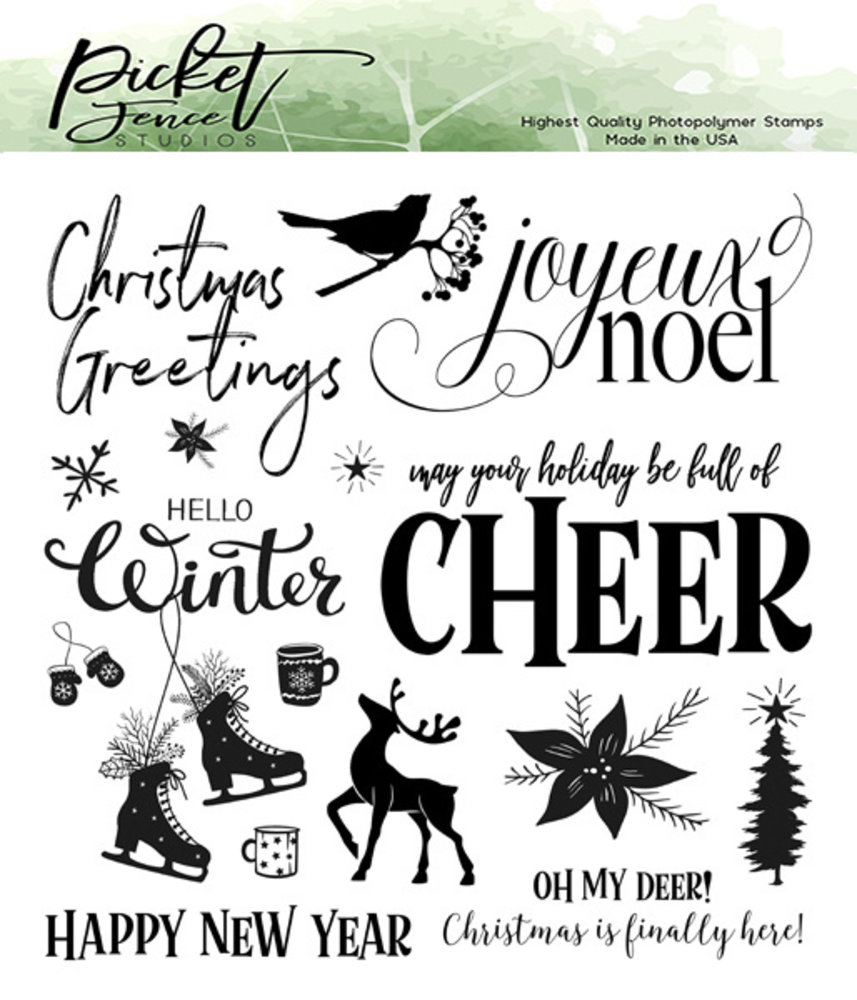 Picket Fence Studios Joyeux Noel 6x6 Inch Clear Stamps (C-129) Picket Fence Studios Joyeux Noel 6x6 Inch Clear Stamps (C-129)