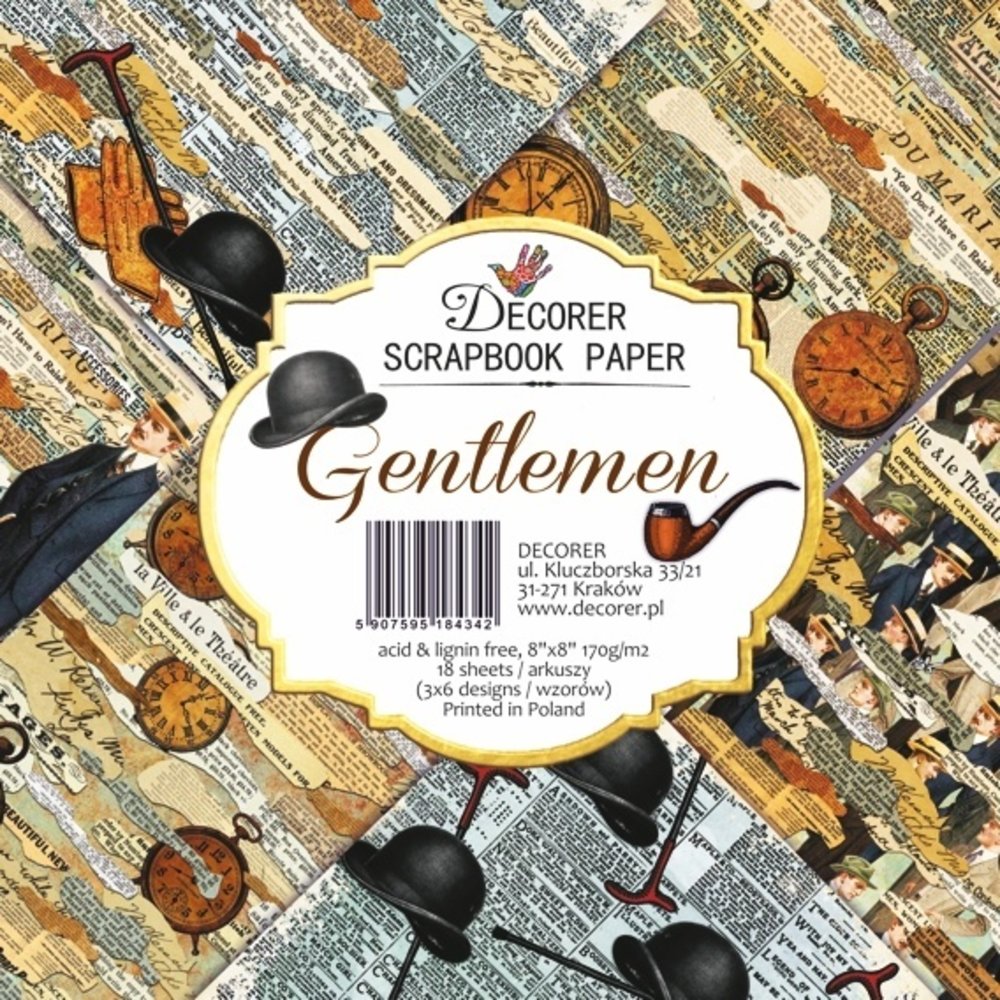 Decorer Gentleman 8x8 Inch Paper Pack (DECOR-B36-434) Decorer Gentleman 8x8 Inch Paper Pack (DECOR-B36-434)