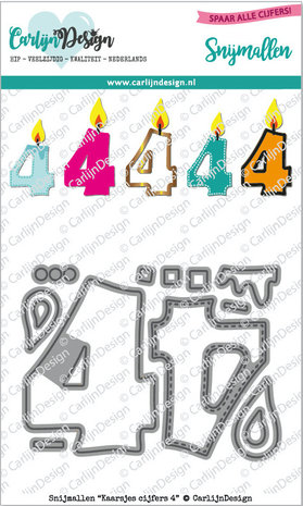 Carlijn Design Snijmallen Kaarsjes Cijfers 4 (CDSN-0119)