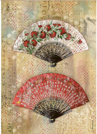 Stamperia Andalusia Abanicos Rice Paper A4 (DFSA4632) Stamperia Andalusia Abanicos Rice Paper A4 (DFSA4632)