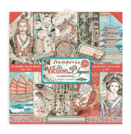 Stamperia Sir Vagabond in Japan 12x12 Inch Paper Pack (SBBL95)