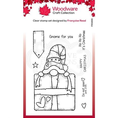 Woodware Singles Gnome Gift Clear Stamp (FRS866) Woodware Singles Gnome Gift Clear Stamp (FRS866)
