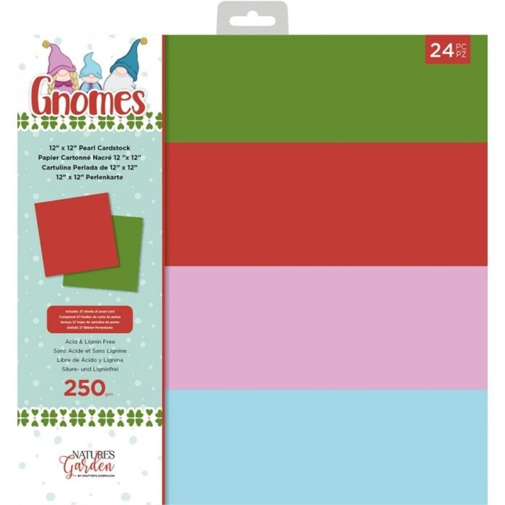 Crafter's Companion Gnomes 12x12 Inch Luxury Pearlescent Card Pad (NG-GN-PAD12-P)