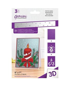 Gemini Festive Candle 3D Embossing Folder & Stencil (GEM-EF5-3D-FECA)