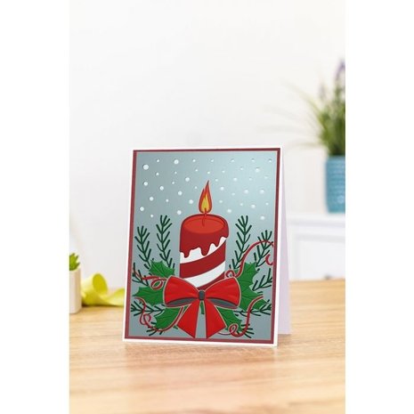 Gemini Festive Candle 3D Embossing Folder & Stencil (GEM-EF5-3D-FECA)