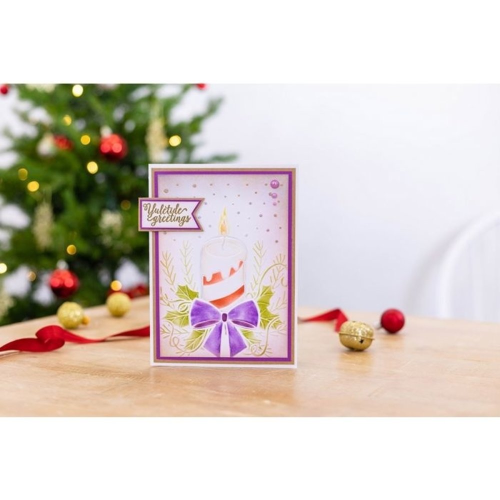 Gemini Festive Candle 3D Embossing Folder & Stencil (GEM-EF5-3D-FECA)
