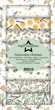 Paper Favourites Watercolour Christmas Slimline Paper Pack (PFS024)