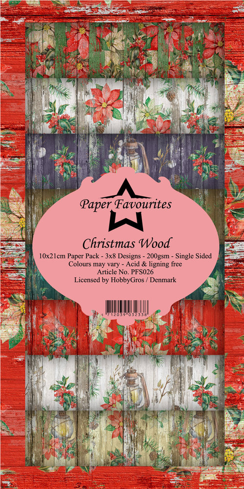 Paper Favourites Christmas Wood Slimline Paper Pack (PFS026) Paper Favourites Christmas Wood Slimline Paper Pack (PFS026)