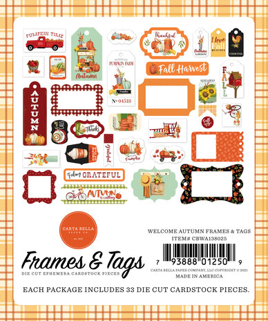 Carta Bella Welcome Autumn Ephemera Frames & Tags (CBWA138025) Carta Bella Welcome Autumn Ephemera Frames & Tags (CBWA138025)