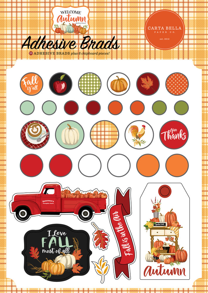Carta Bella Welcome Autumn Adhesive Brads (CBWA138020) Carta Bella Welcome Autumn Adhesive Brads (CBWA138020)