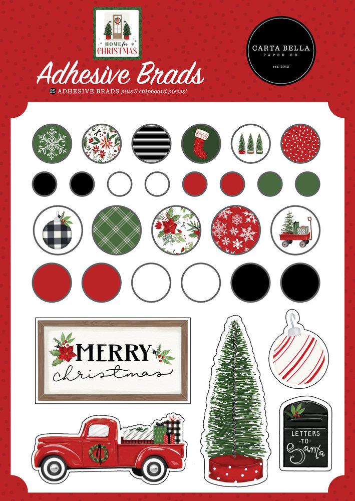 Carta Bella Home For Christmas Adhesive Brads (CBHFC139020) Carta Bella Home For Christmas Adhesive Brads (CBHFC139020)