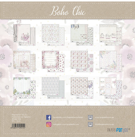 Papers For You Boho Chic 12x12 Inch Paper Pack (12pcs) (PFY-1515) Papers For You Boho Chic 12x12 Inch Paper Pack (12pcs) (PFY-1515)