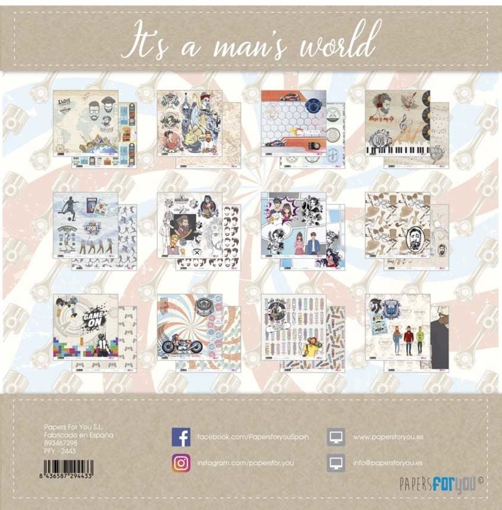 Papers For You It`s a Man`s World 12x12 Inch Paper Pack (12pcs) (PFY-2443)