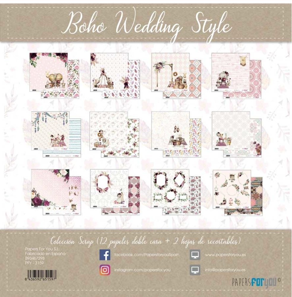 Papers For You Wedding Boho 12x12 Inch Paper Pack (12pcs) (PFY-3159) Papers For You Wedding Boho 12x12 Inch Paper Pack (12pcs) (PFY-3159)