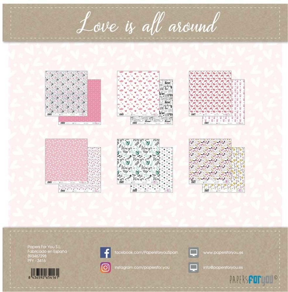 Papers For You Love Is All Around 12x12 Inch Paper Pack (6pcs) (PFY-3416)