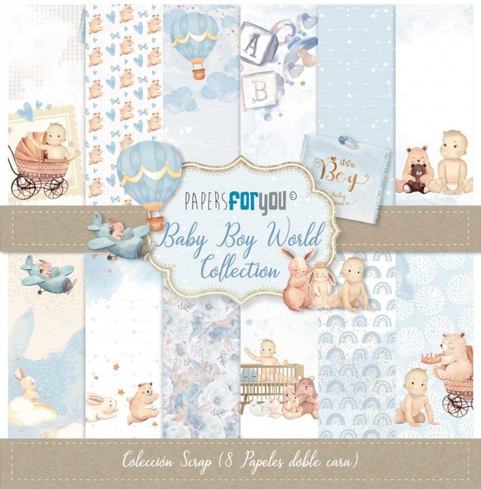 Papers For You Baby Boy World 12x12 Inch Paper Pack (8pcs) (PFY-3460)