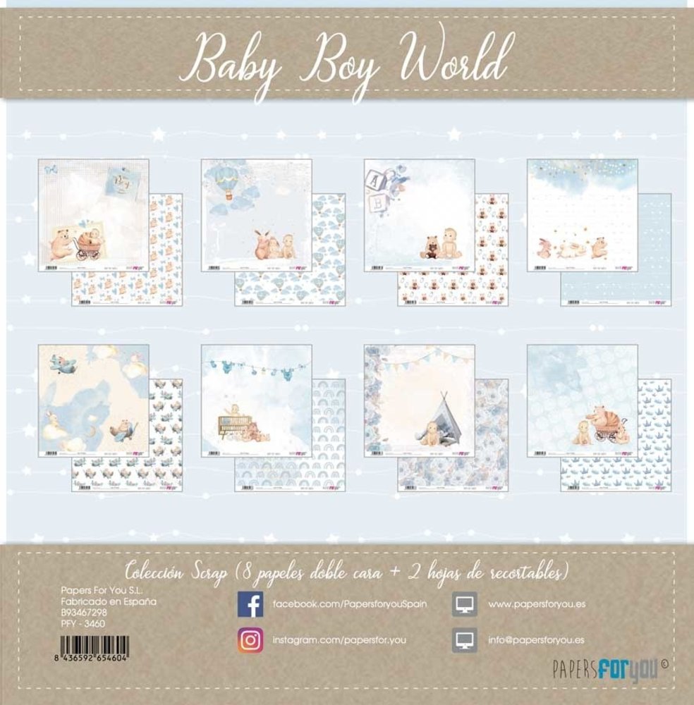 Papers For You Baby Boy World 12x12 Inch Paper Pack (8pcs) (PFY-3460)