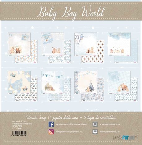 Papers For You Baby Boy World 12x12 Inch Paper Pack (8pcs) (PFY-3460)
