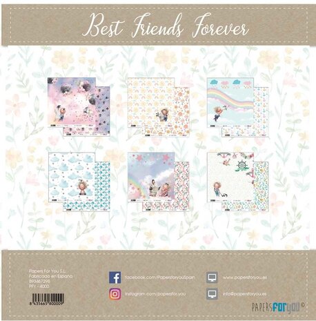 Papers For You Best Friends Forever 12x12 Inch Paper Pack (6pcs) (PFY-4000)