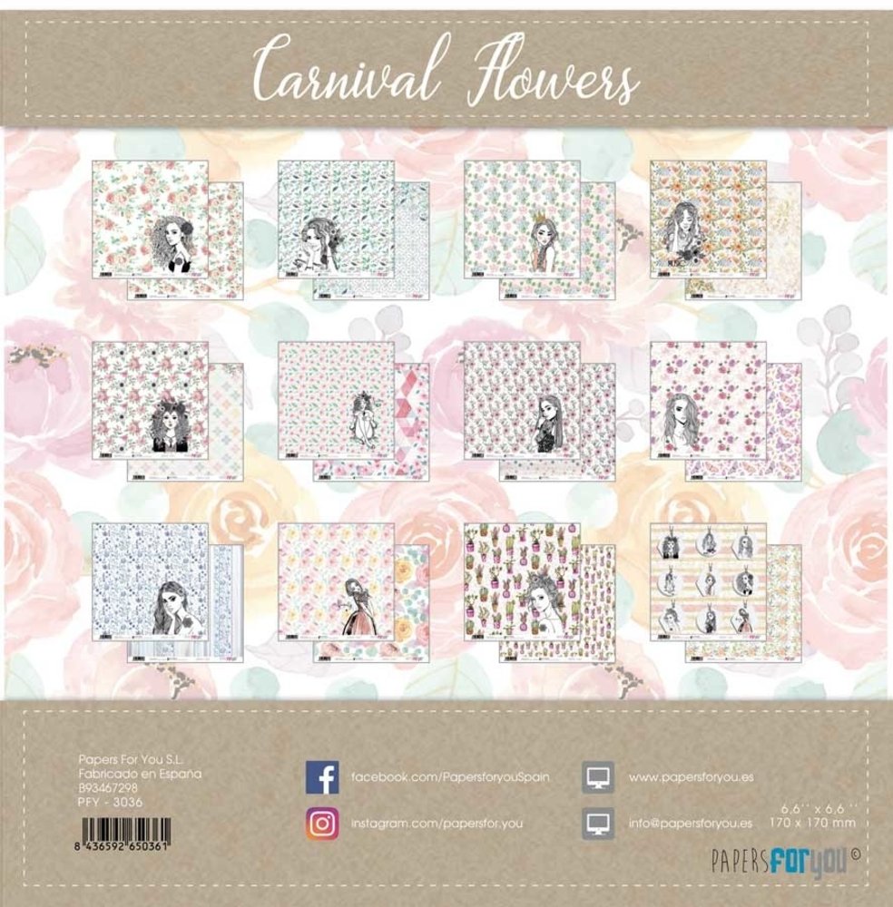 Papers For You Carnival Flowers 6x6 Inch Paper Pack (24pcs) (PFY-3036) Papers For You Carnival Flowers 6x6 Inch Paper Pack (24pcs) (PFY-3036)