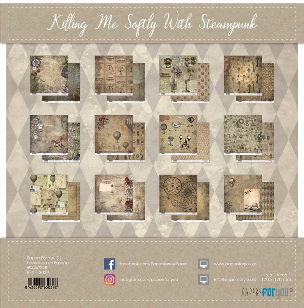 Papers For You Killing Me Softly With Steampunk 6x6 Inch Paper Pack (24pcs) (PFY-3039)
