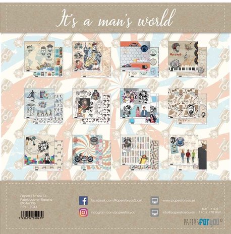 Papers For You It`s a Man`s World 6x6 Inch Paper Pack (24pcs) (PFY-3043)