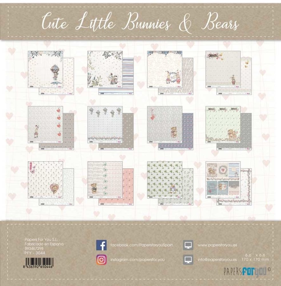 Papers For You Cute Little Bunnies & Bears 6x6 Inch Paper Pack (24pcs) (PFY-3044) Papers For You Cute Little Bunnies & Bears 6x6 Inch Paper Pack (24pcs) (PFY-3044)