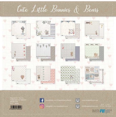 Papers For You Cute Little Bunnies & Bears 6x6 Inch Paper Pack (24pcs) (PFY-3044) Papers For You Cute Little Bunnies & Bears 6x6 Inch Paper Pack (24pcs) (PFY-3044)