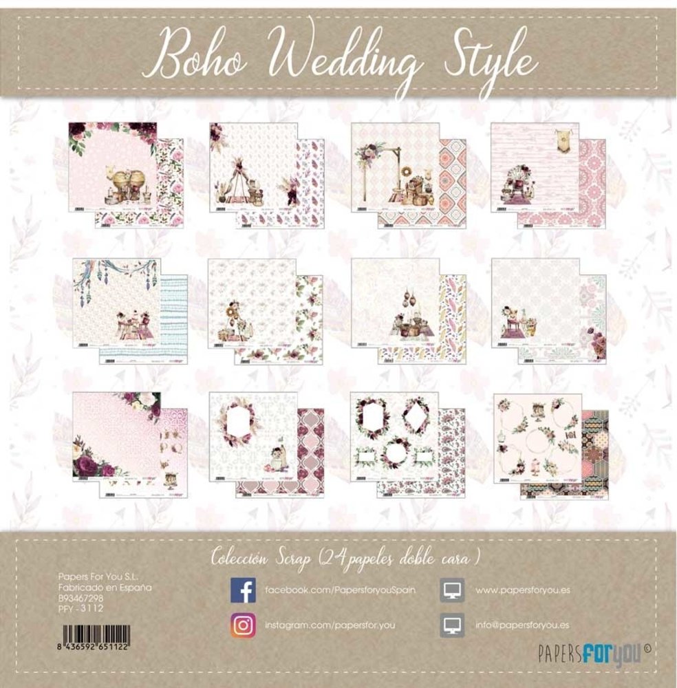 Papers For You Wedding Boho 6x6 Inch Paper Pack (24pcs) (PFY-3112) Papers For You Wedding Boho 6x6 Inch Paper Pack (24pcs) (PFY-3112)